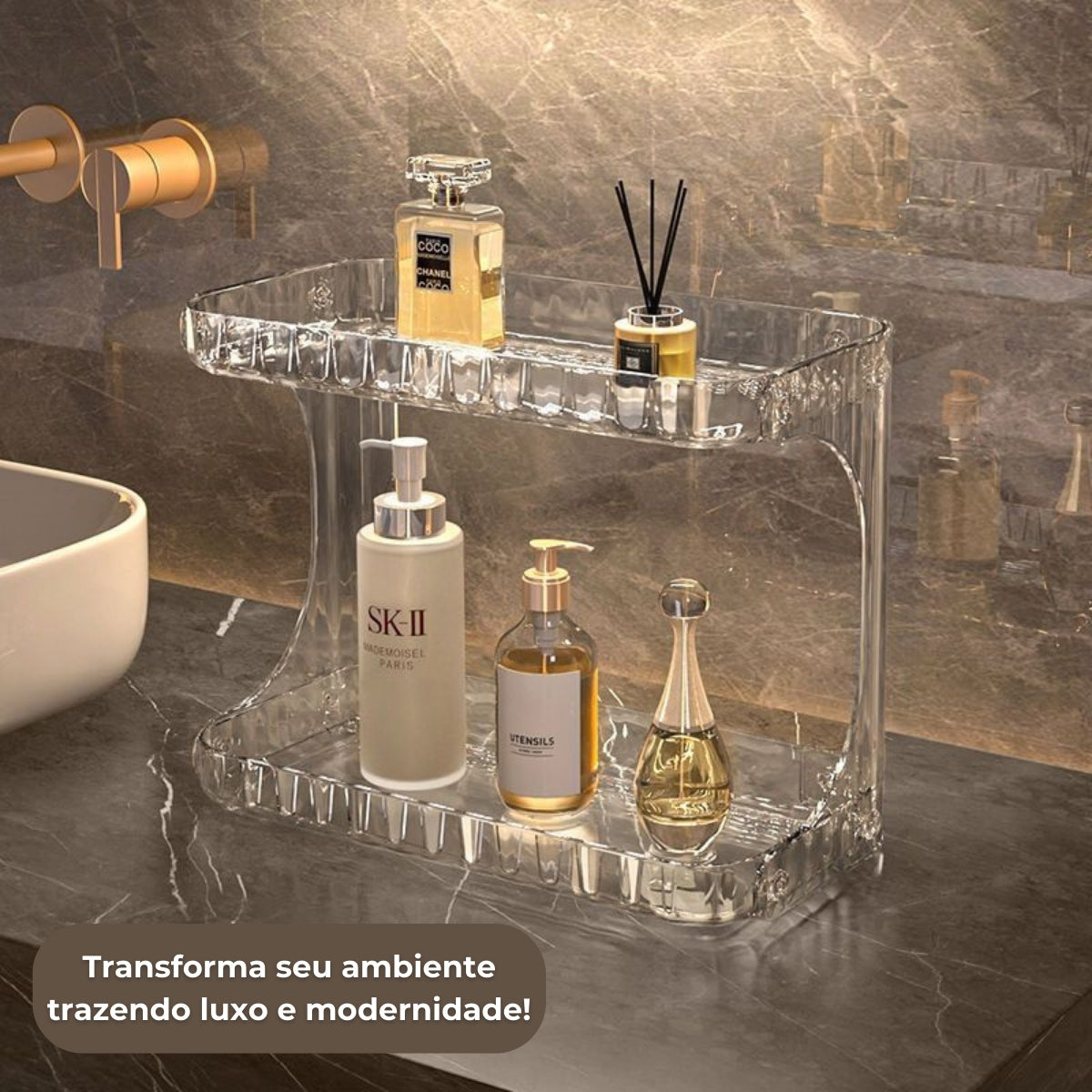 Sissy - Prateleira Organizadora Dupla Multiuso em Acrílico