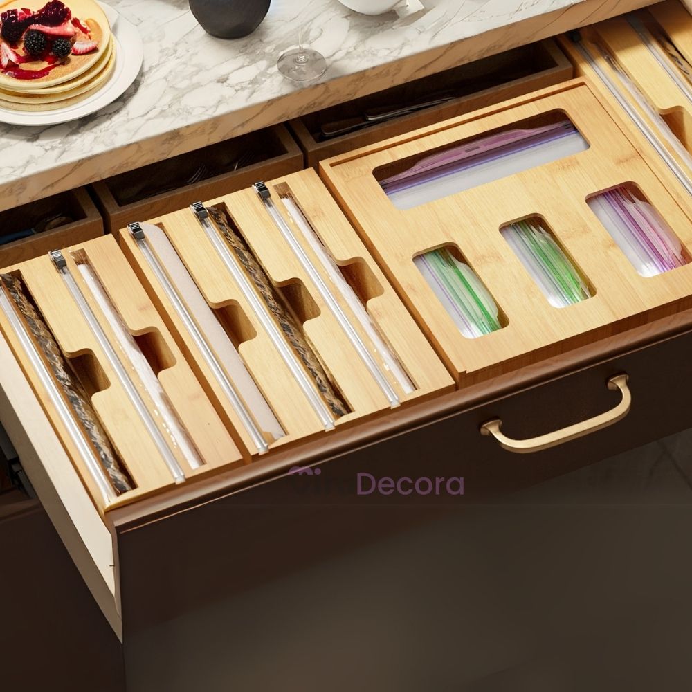 VitaPratic™ Dispenser Duplo em Bambu | Cortador Premium para Alumínio e PVC