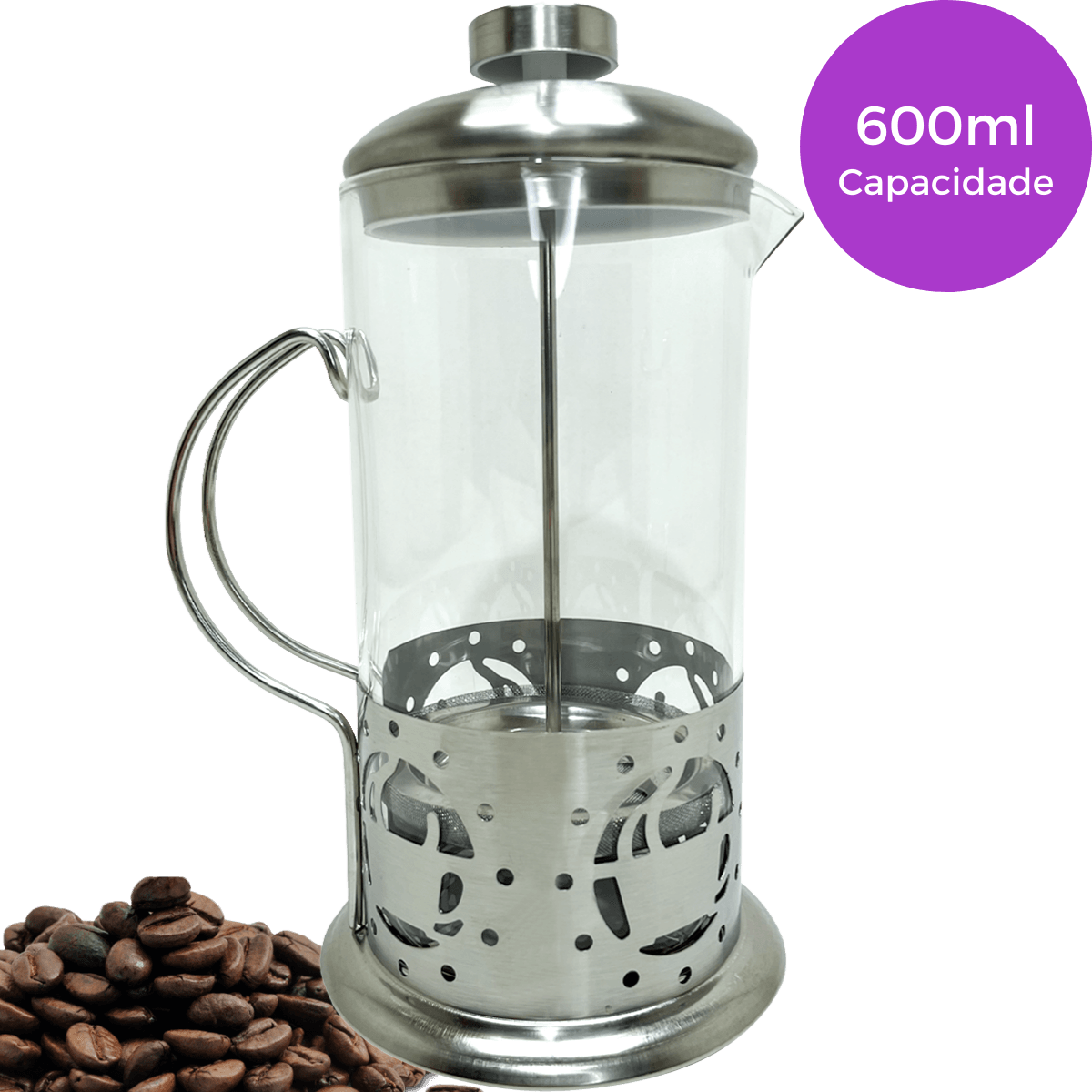 Cafeteira Prensa Francesa 600ml Aço Inox Cafés