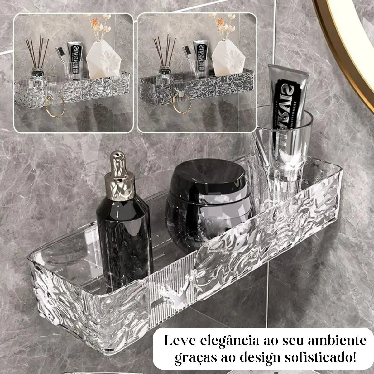 Prateleira Organizadora de Acrílico Vita Decora – Fixação Adesiva ProFix de BRINDE!