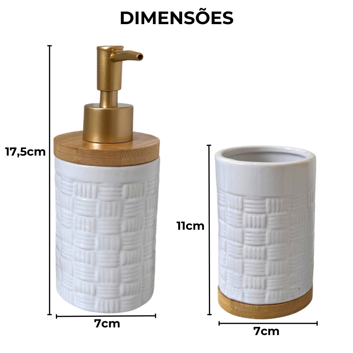 Kit Banheiro Lavabo Conjunto Saboneteira Porta Escova Porcelana 2 Peças