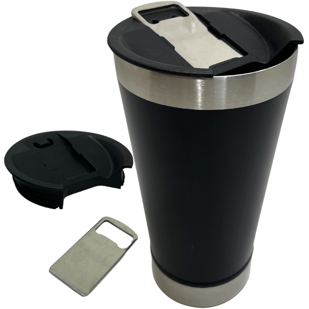 Copo Térmico c/ Tampa e Abridor 500ml Inox Preto