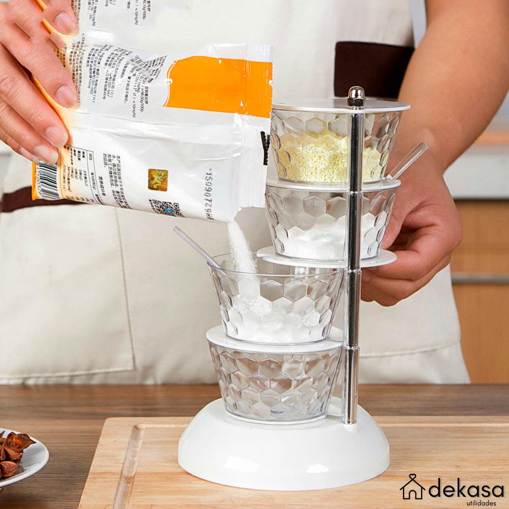 Porta Temperos Giratório 4 Potes em Vertical