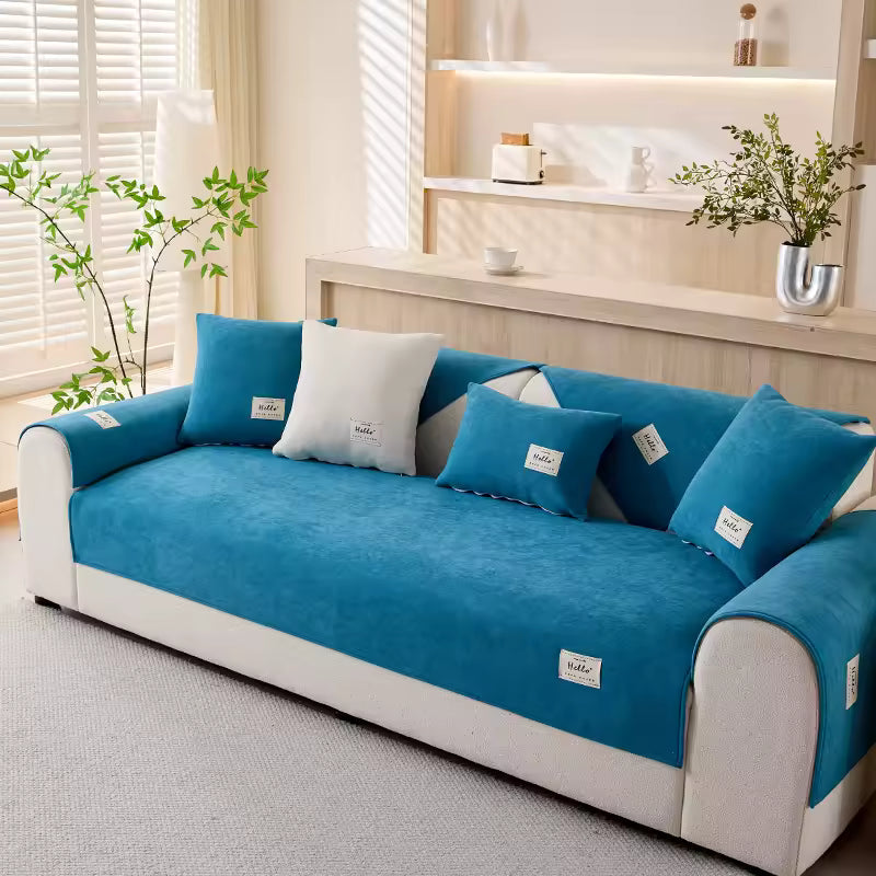 Capa de sofá Lã de Cordeiro Extremamente Macia com 2 Almofadas