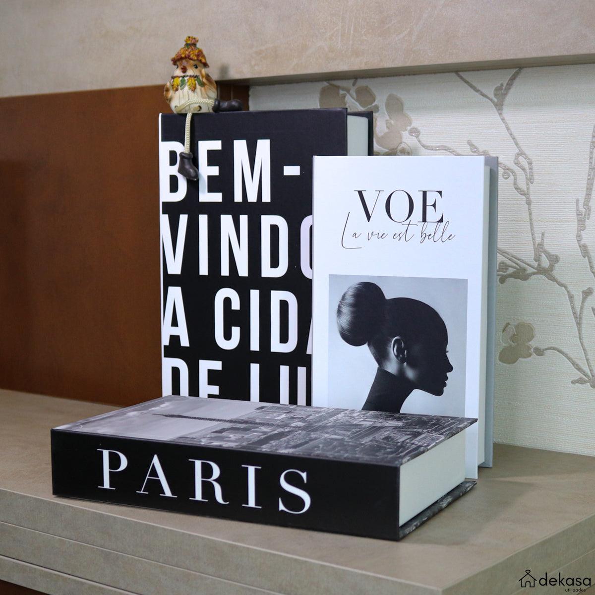 Kit 3 Livros Decorativos Falso Organizadores - Modelo Paris