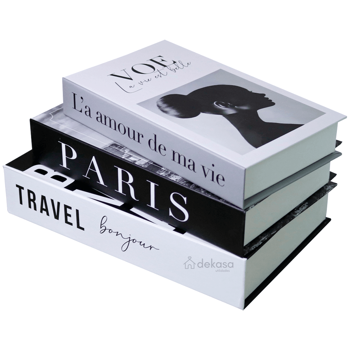 Kit 3 Livros Decorativos Falso Organizadores - Modelo Paris