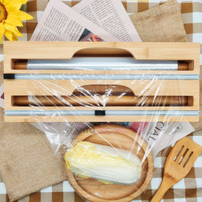 VitaPratic™ Dispenser Duplo em Bambu | Cortador Premium - ULTIMAS UNIDADES