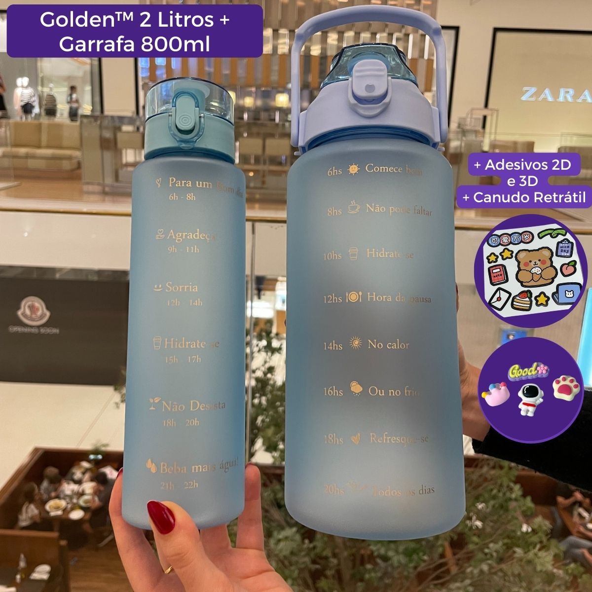 Garrafa Golden© 2L + Garrafa de 800ml e Adesivos de BRINDE [FRETE GRÁTIS]