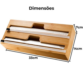 VitaPratic™ Dispenser Duplo em Bambu | Cortador Premium - ULTIMAS UNIDADES