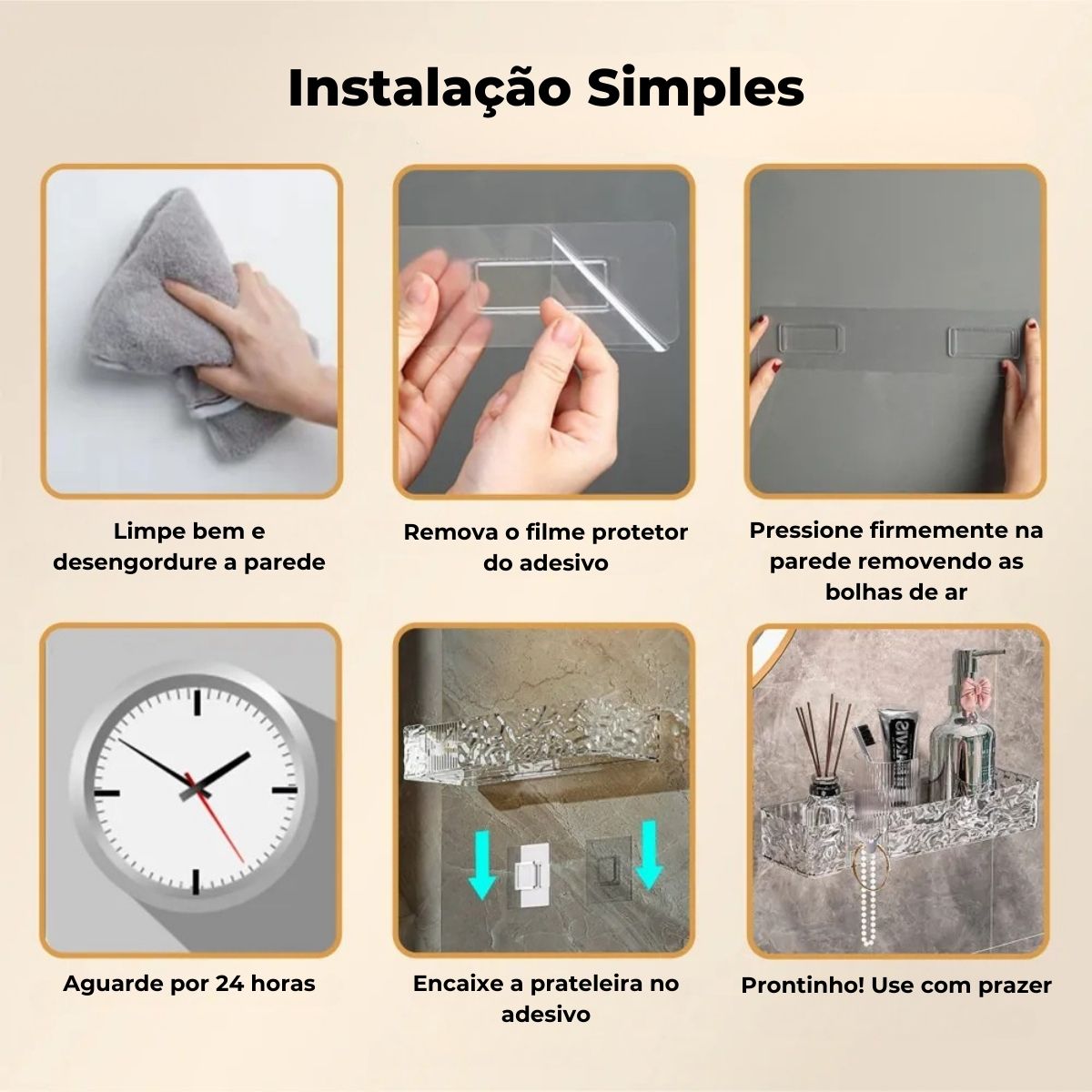 Prateleira Organizadora de Acrílico Vita Decora – Fixação Adesiva ProFix de BRINDE!