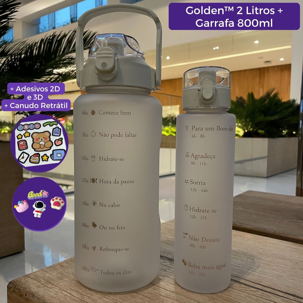 Garrafa Golden© 2L + Garrafa de 800ml e Adesivos de BRINDE [FRETE GRÁTIS]