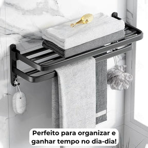Porta-Toalhas Grande Retrátil Instalação + Adesivos ProFix™ de Brinde! - Até 5 Toalhas