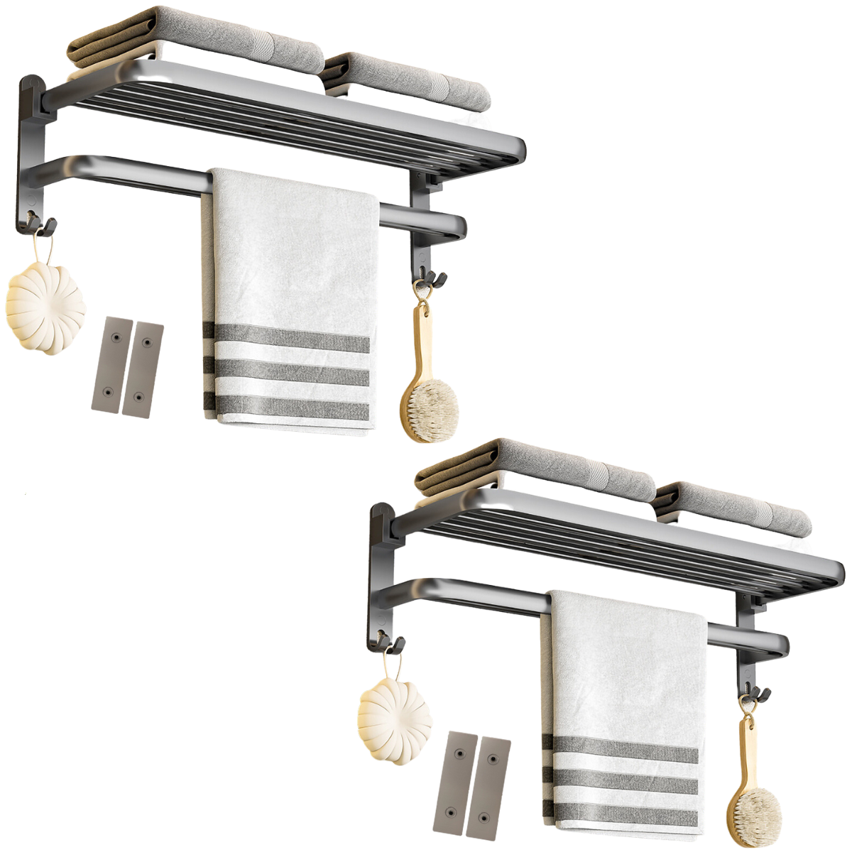 Porta-Toalhas Grande Retrátil Instalação + Adesivos ProFix™ de Brinde! - Até 5 Toalhas