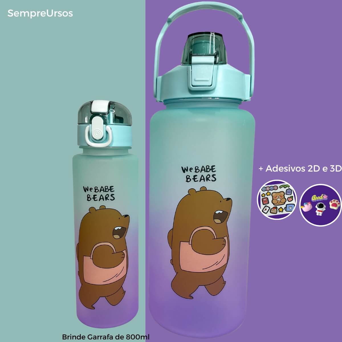 Garrafa SempreUrsos© - 2 Litros + Garrafa 800ml Brinde [Frete Grátis] - ULTIMAS UNIDADES