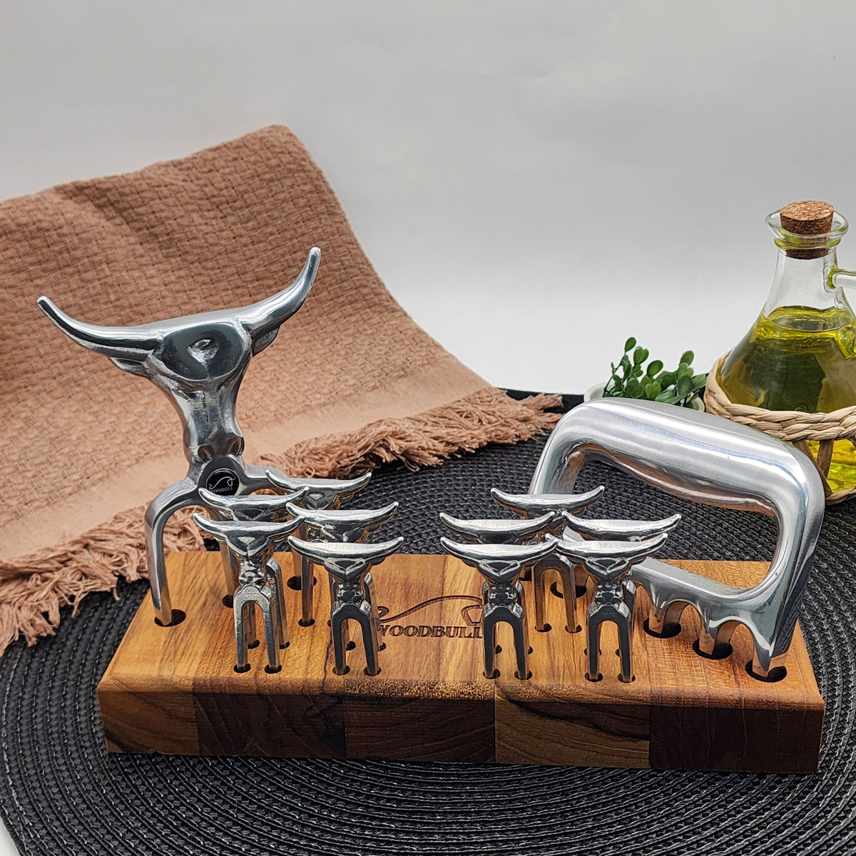 Kit Garfo Tridente + Garra de Urso 10 Garfos Petisco Churras