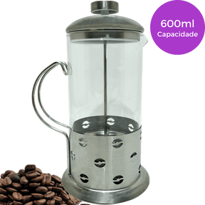 Cafeteira Prensa Francesa 600ml Aço Inox Grãos
