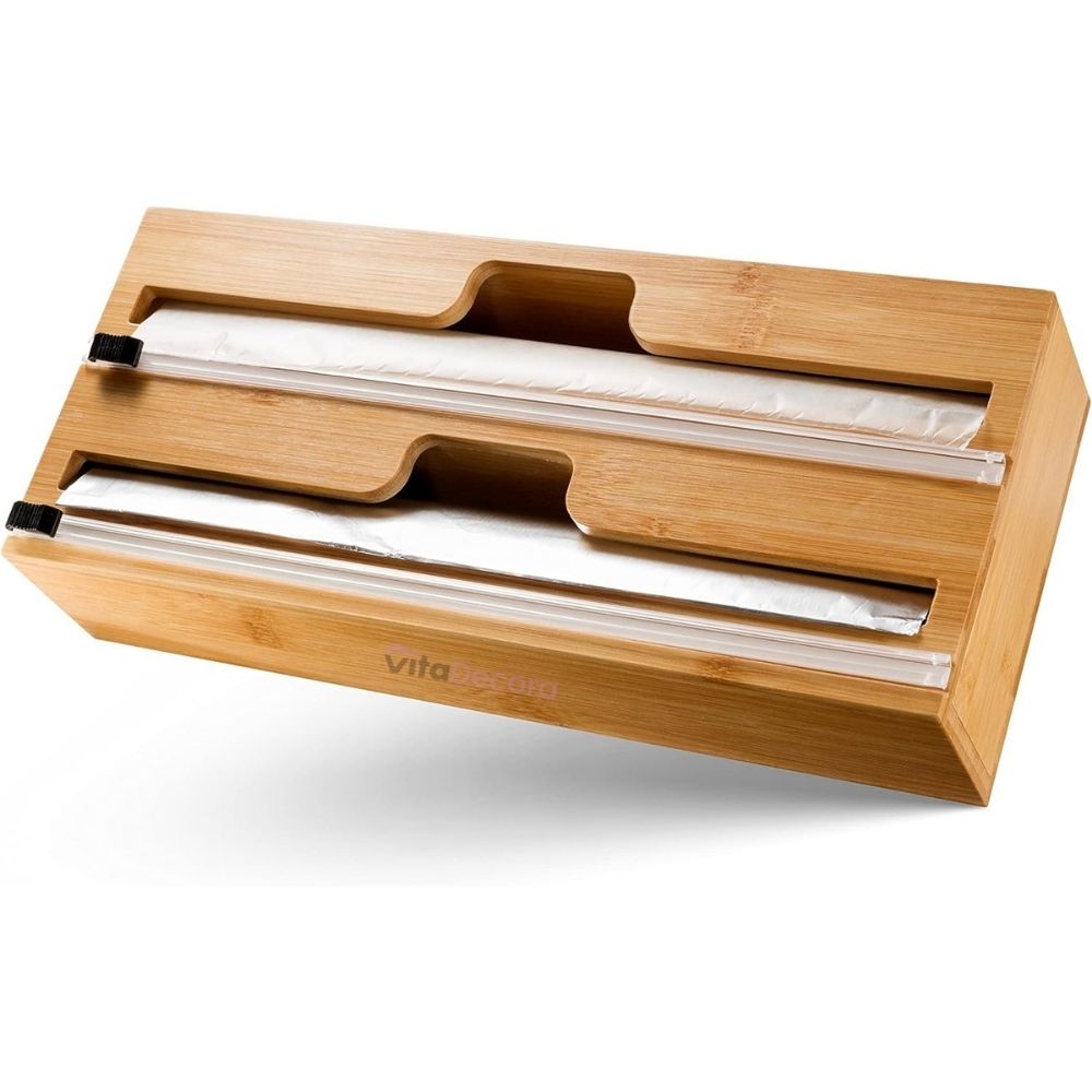VitaPratic™ Dispenser Duplo em Bambu | Cortador Premium - ULTIMAS UNIDADES