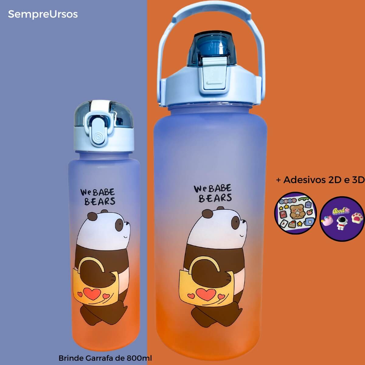 Garrafa SempreUrsos© - 2 Litros + Garrafa 800ml Brinde [Frete Grátis] - ULTIMAS UNIDADES