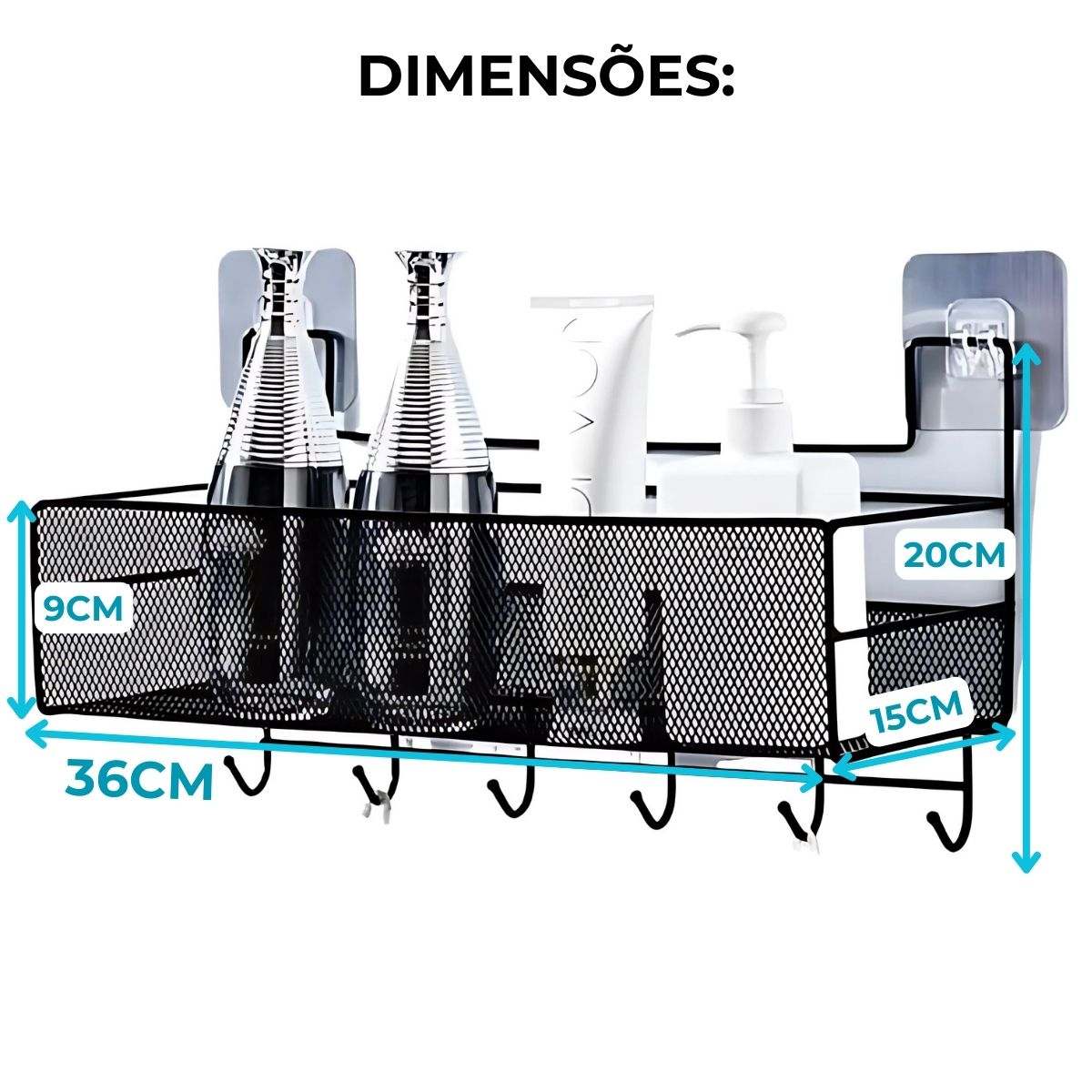 Cesto Organizador Aramado Instalação Sem Furos – Adesivo ProFix de Brinde!