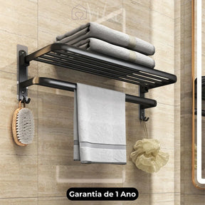 Porta-Toalhas Grande Retrátil Instalação + Adesivos ProFix™ de Brinde! - Até 5 Toalhas