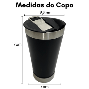 Copo Térmico c/ Tampa e Abridor 500ml Inox Preto