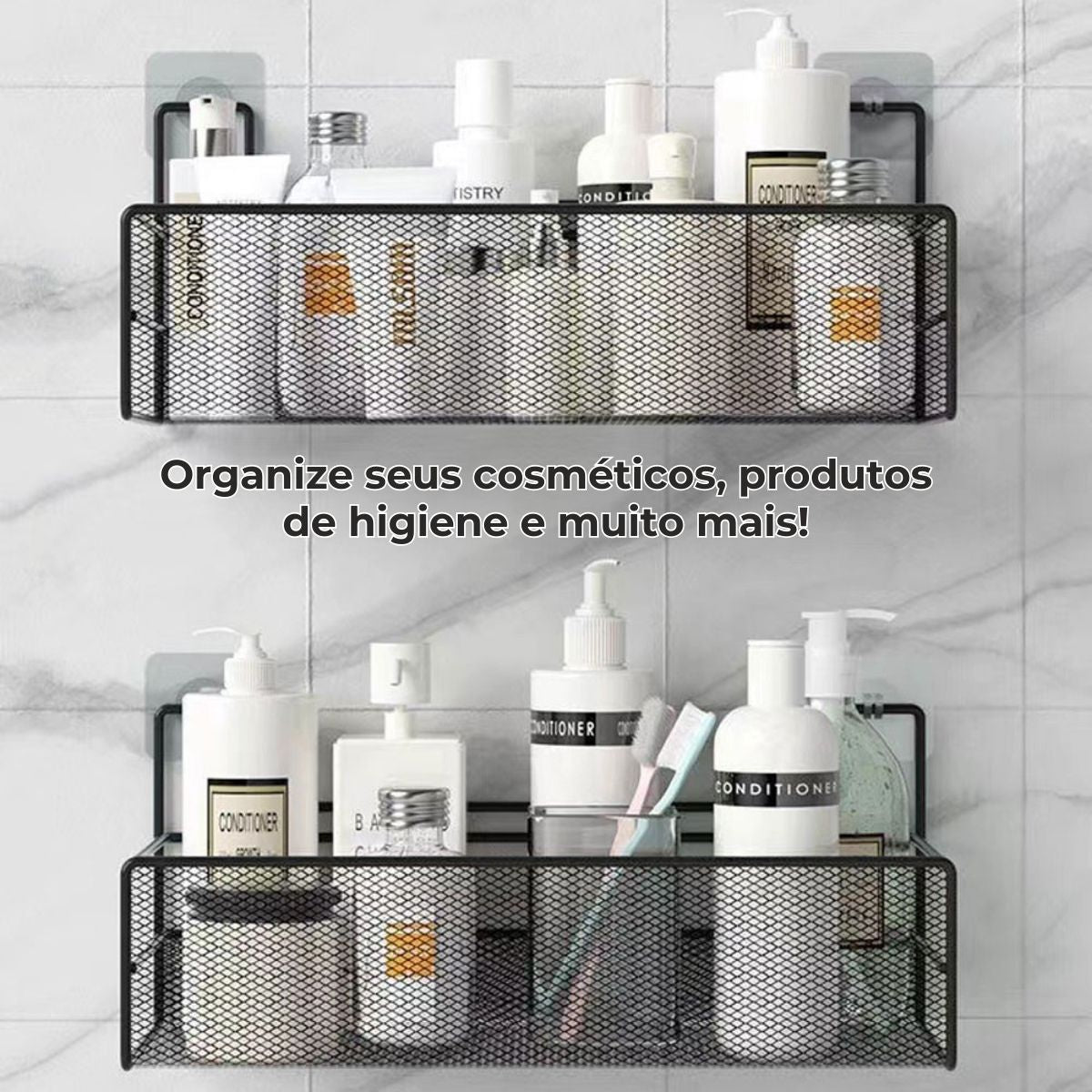 Cesto Organizador Aramado Instalação Sem Furos – Adesivo ProFix de Brinde!