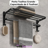Porta-Toalhas Grande Retrátil Instalação + Adesivos ProFix™ de Brinde! - Até 5 Toalhas