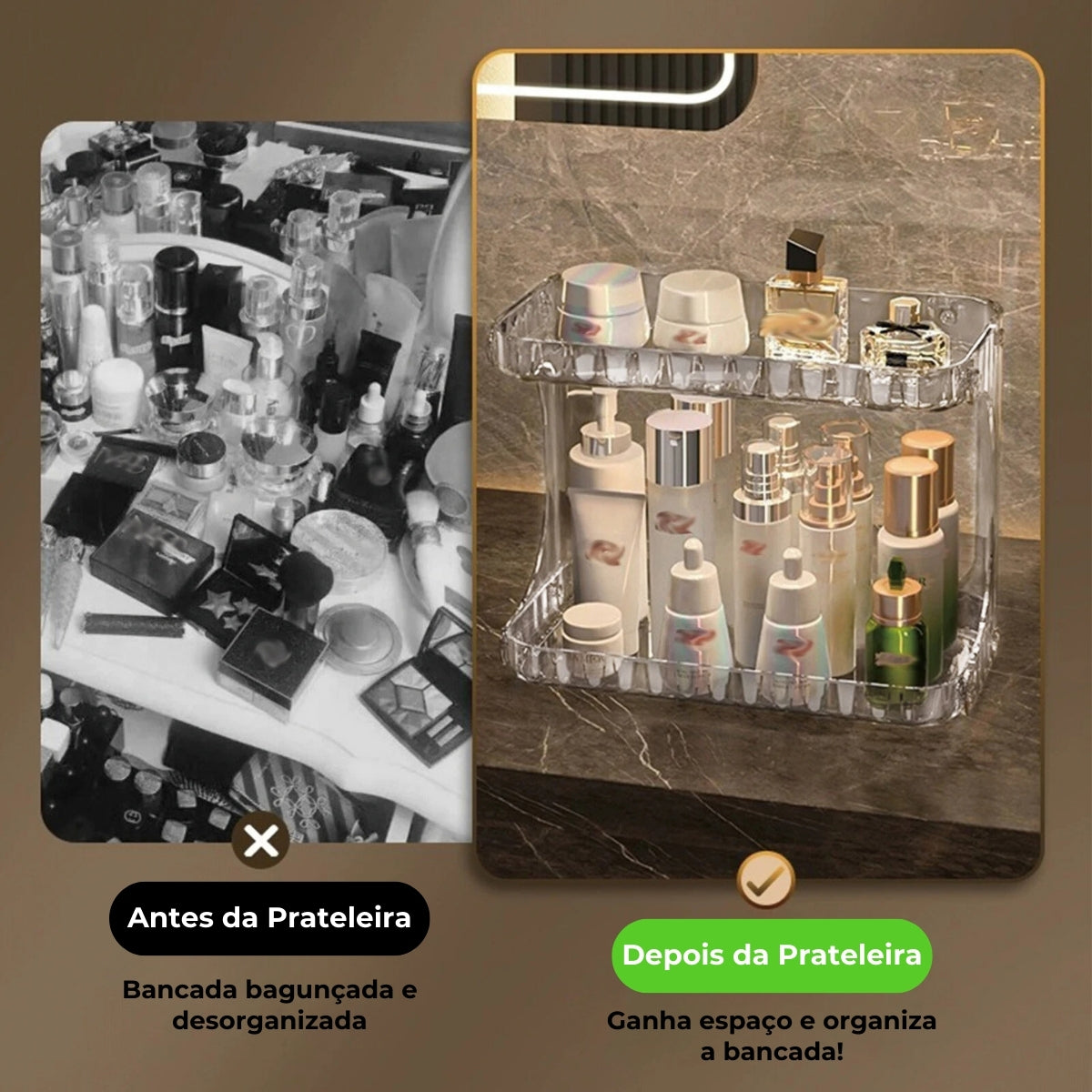 Sissy - Prateleira Organizadora Dupla Multiuso em Acrílico