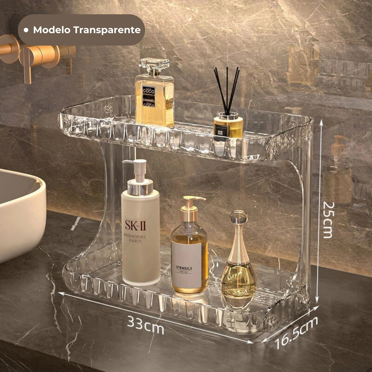 Sissy - Prateleira Organizadora Dupla Multiuso em Acrílico