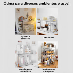 Estante Organizador Maquiagem Cosméticos Multiuso Duplo 2 Andares Acrílico