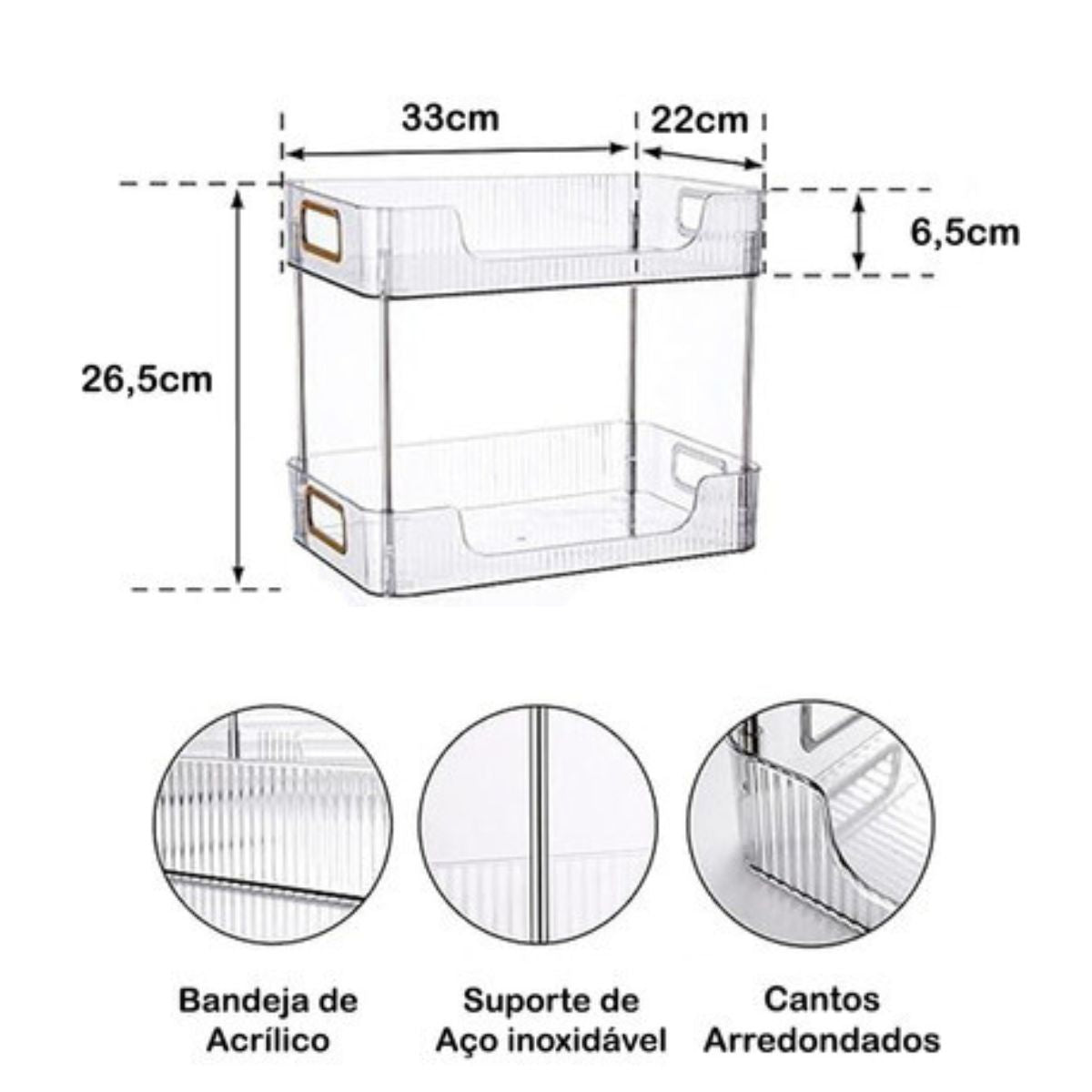 Estante Organizador Maquiagem Cosméticos Multiuso Duplo 2 Andares Acrílico