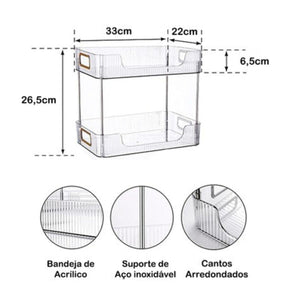 Estante Organizador Maquiagem Cosméticos Multiuso Duplo 2 Andares Acrílico