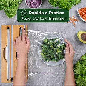 VitaPratic™ Dispenser Duplo em Bambu | Cortador Premium - ULTIMAS UNIDADES