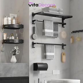 Porta-Toalhas Grande Retrátil Instalação + Adesivos ProFix™ de Brinde! - Até 5 Toalhas