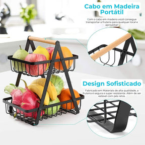 Fruteira Dupla Cesto de Frutas De Mesa Moderna - POUCAS UNIDADES