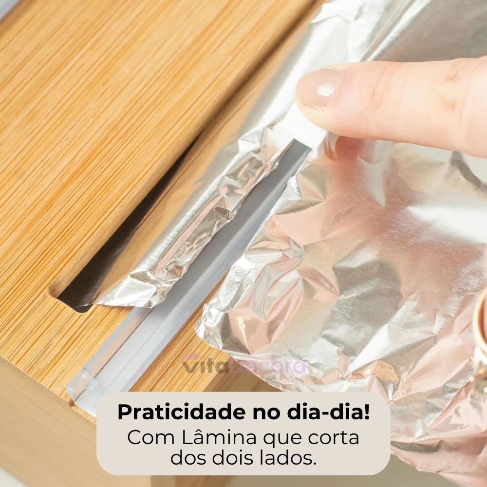 VitaPratic™ Dispenser Duplo em Bambu | Cortador Premium - ULTIMAS UNIDADES