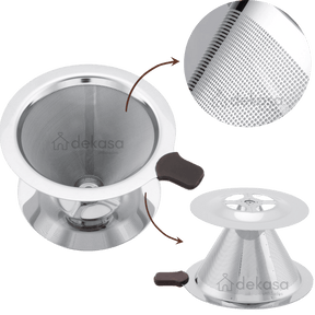 Coador de Café em Inox Filtro Reutilizável Com Base Tamanho 101