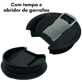 Copo Térmico c/ Tampa e Abridor 500ml Inox Preto