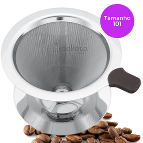 Coador de Café em Inox Filtro Reutilizável Com Base Tamanho 101