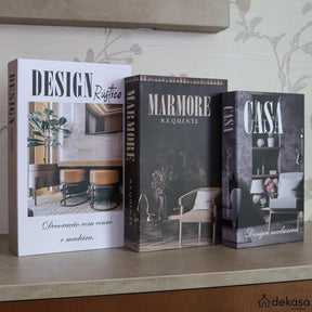 Livros Decorativos Organizadores Kit 3 - Design Rústico