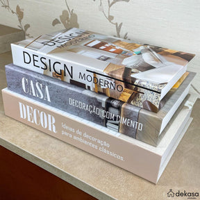 Kit 3 Livros Decorativos Organizadores Grande Luxo - Modelo DECOR