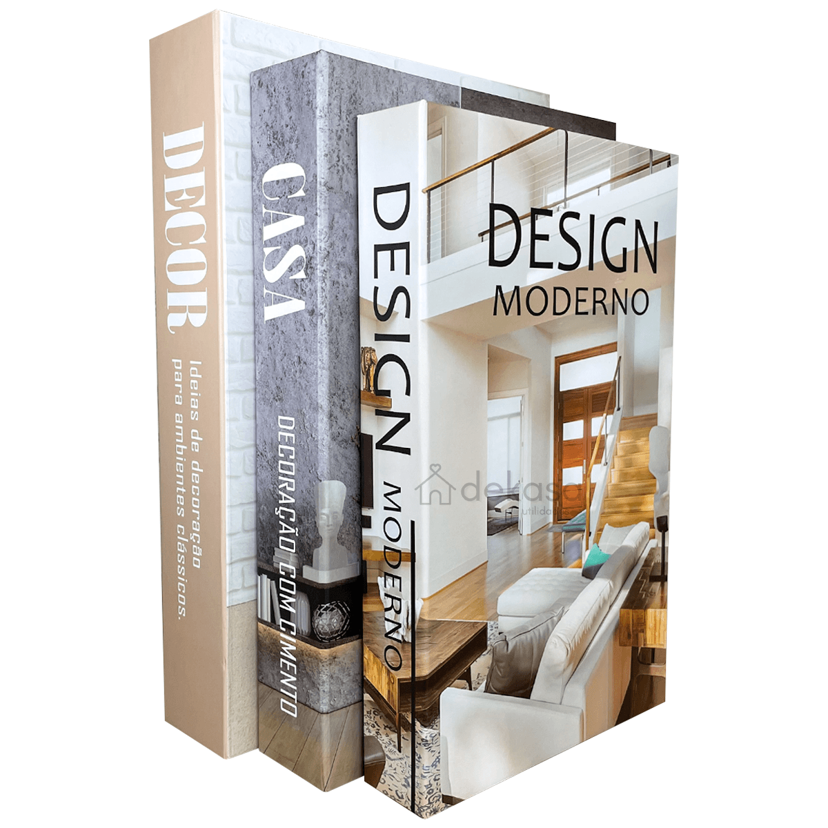 Kit 3 Livros Decorativos Organizadores Grande Luxo - Modelo DECOR