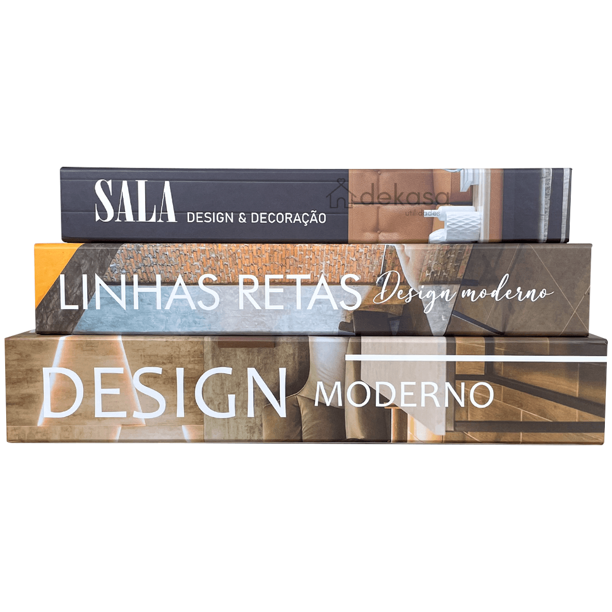 Livros Decorativos Organizadores Conjunto com 3 - Design Moderno