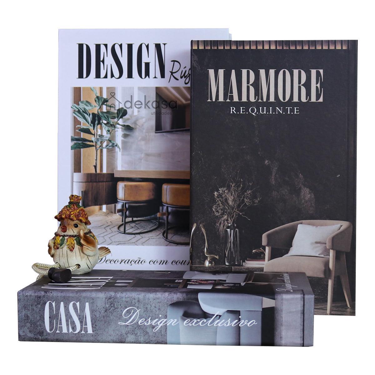 Livros Decorativos Organizadores Kit 3 - Design Rústico