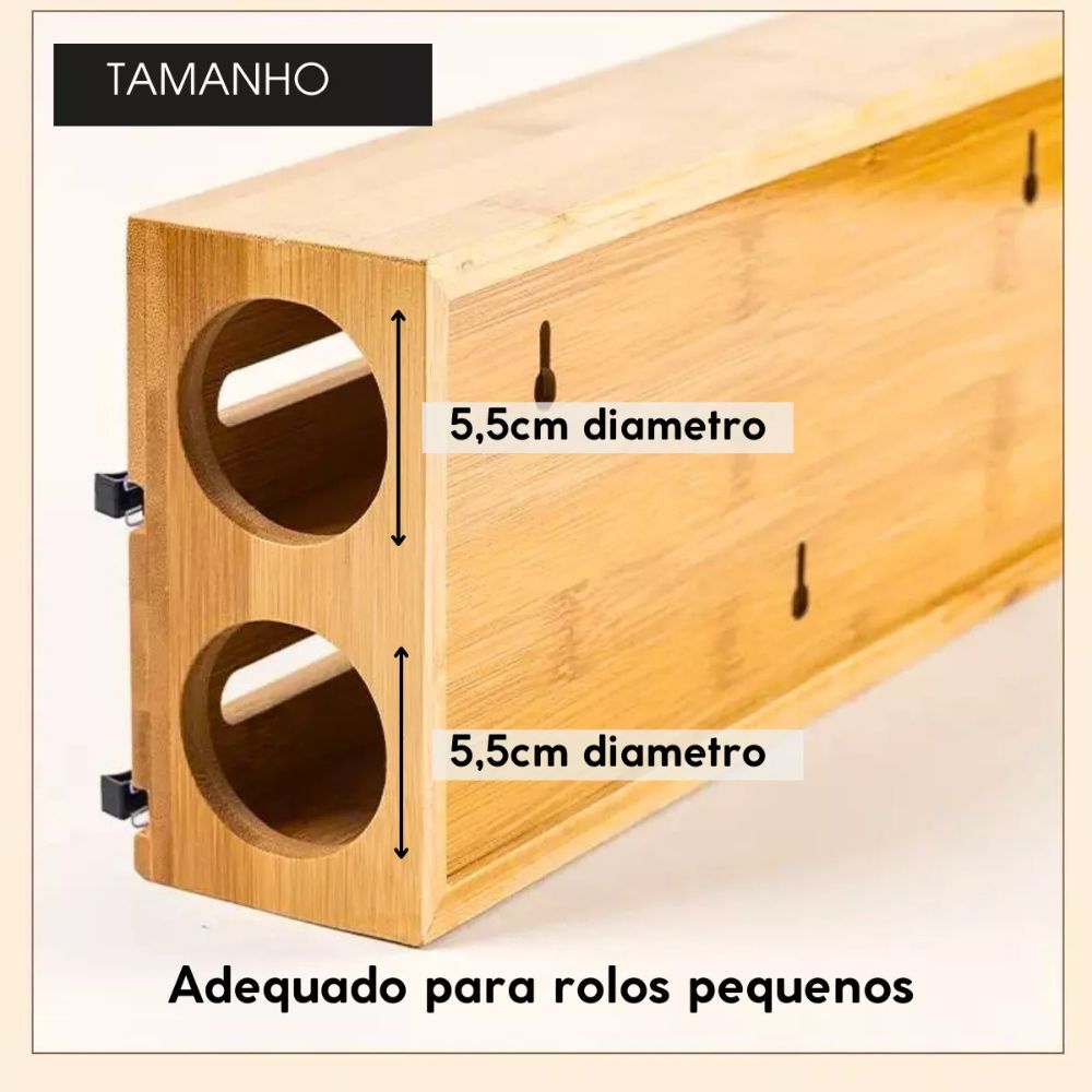 VitaPratic™ Dispenser Duplo em Bambu | Cortador Premium - ULTIMAS UNIDADES