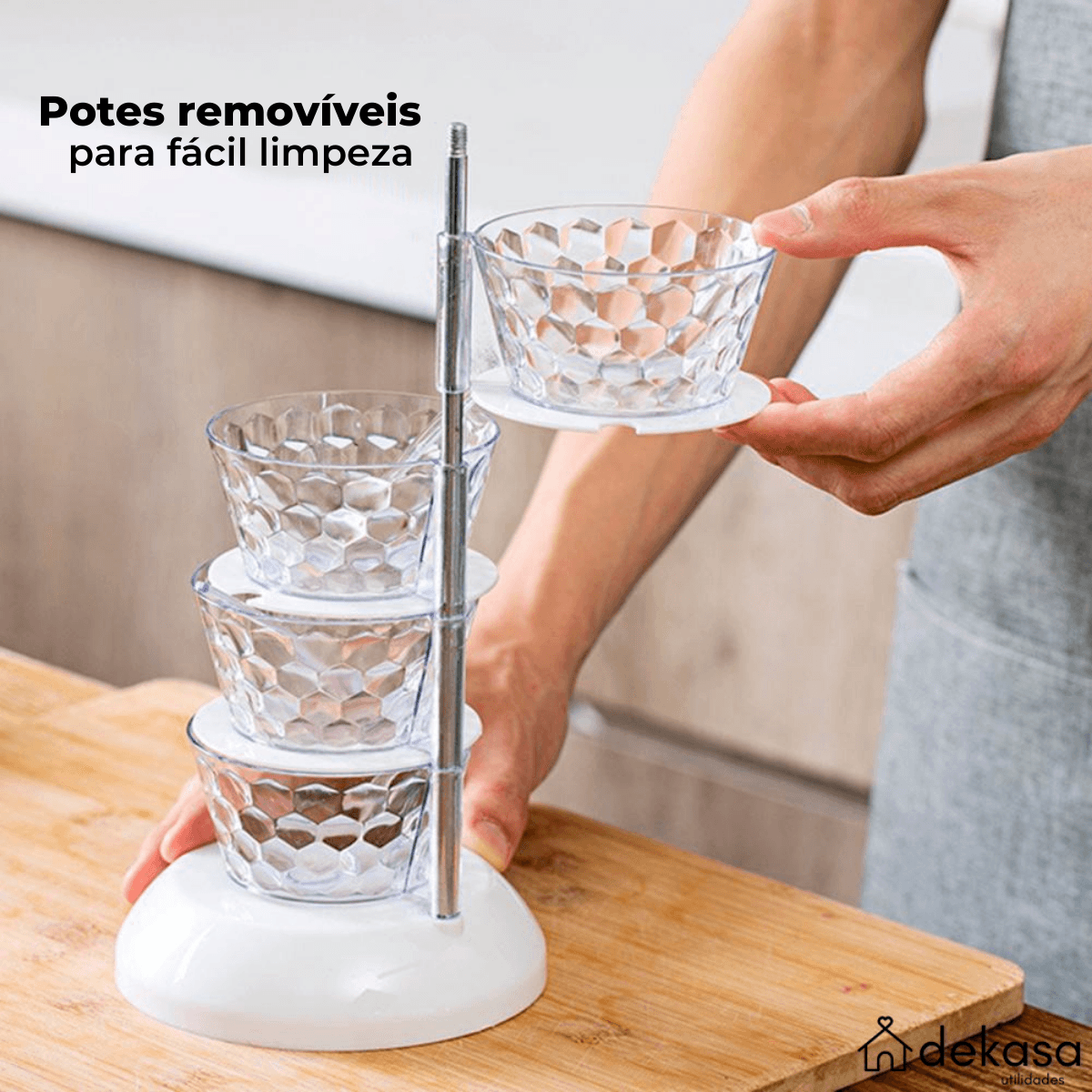 Porta Temperos Giratório 4 Potes em Vertical