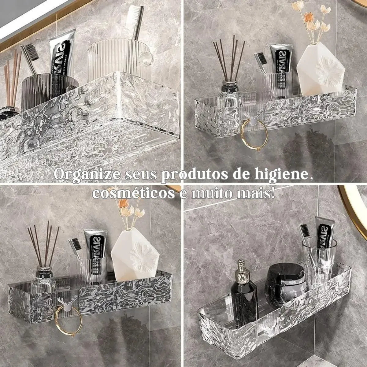 Prateleira Organizadora de Acrílico Vita Decora – Fixação Adesiva ProFix de BRINDE!