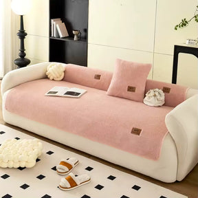 Capa de sofá Lã de Cordeiro Extremamente Macia com 2 Almofadas