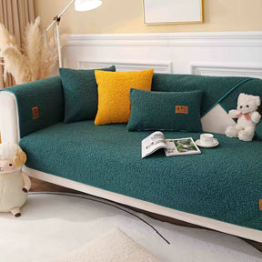 Capa de sofá Lã de Cordeiro Extremamente Macia com 2 Almofadas