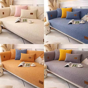 Capa de sofá Lã de Cordeiro Extremamente Macia com 2 Almofadas